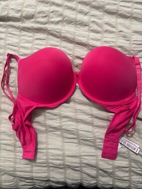 Victoria's Secret Bright Pink T-Shirt push-up plunge Bra size 34D